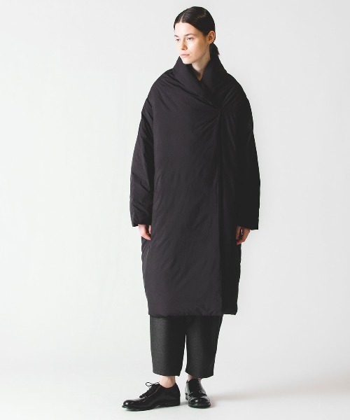 値下げ¥1,000引き✨ mizuiro ind ドレープダウンコート/ブラック ミズイロインド ロングダウンコート drape down coat ドレープ