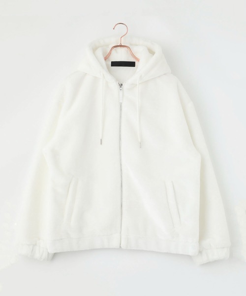 ADPOSION（アドポーション）の「フェイクファー ジップアップパーカー（パーカー・レディース・ブラック/ベージュ/ホワイト・LARGE/MEDIUM/X-LARGE）」の7枚目の写真