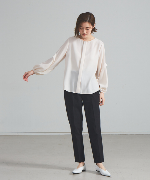 qualite（カリテ）の「【新色ブラック登場】ジョーゼットボリュームスリーブブラウス（シャツ/ブラウス・レディース・チャコールグレー/ベージュ/ブラック・フリー）」の14枚目の写真