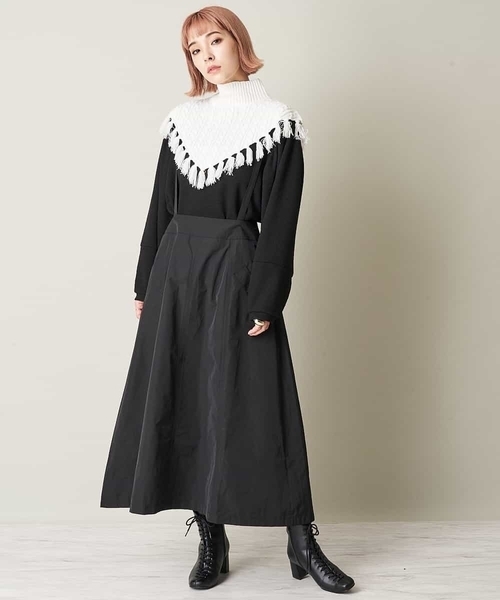 A de a.v.v（アードアー・ヴェ・ヴェ）の「ハイネックフリンジニット付け襟（付け襟・レディース・ブラック/アイボリー・39）」の6枚目の写真