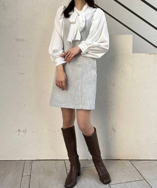 MAJESTIC LEGON（マジェスティックレゴン）の「とろみボウタイブラウス（シャツ/ブラウス・レディース・オフホワイト/ホワイト系その他/ブラック・MEDIUM）」の6枚目の写真