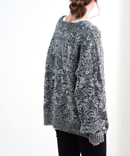 Fizz(フィズ)の「【Fizz/フィズ】 透かし編みミックスニット(ニット/セーター・レディース・ベージュ/ブラック/グリーン・M)」の9枚目の写真