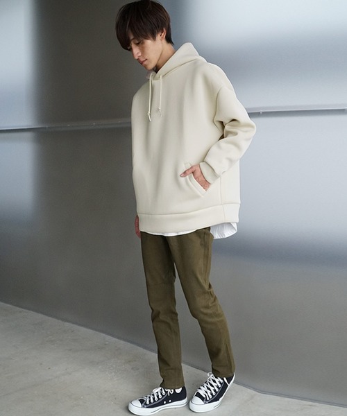 MinoriTY(マイノリティ)の「【MinoriTY】ルーズパーカー オーバーサイズ スウェット ポンチ エアリー ビッグシルエット プルパーカー トレーナー 秋服(スウェット・メンズ・アイボリー/グレー系その他/レンガ/チャコール・S/M/L)」の6枚目の写真