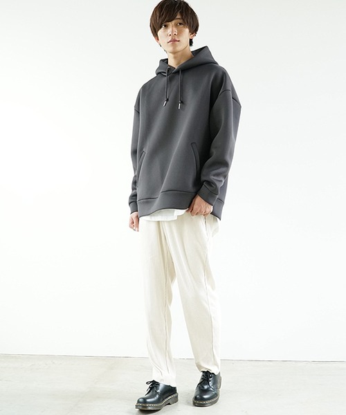 MinoriTY(マイノリティ)の「【MinoriTY】ルーズパーカー オーバーサイズ スウェット ポンチ エアリー ビッグシルエット プルパーカー トレーナー 秋服(スウェット・メンズ・アイボリー/グレー系その他/レンガ/チャコール・S/M/L)」の9枚目の写真