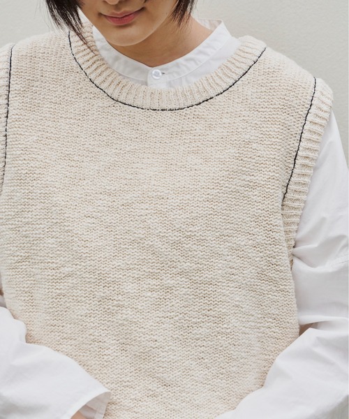 Libra Cue（リブラ キュー）の「ステッチラインブークレーベスト（ベスト・レディース・ブラック/アイボリー・FREE）」の14枚目の写真