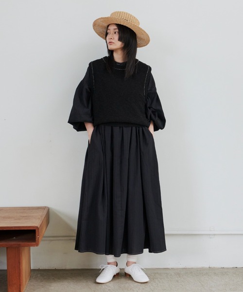 Libra Cue（リブラ キュー）の「ステッチラインブークレーベスト（ベスト・レディース・ブラック/アイボリー・FREE）」の19枚目の写真