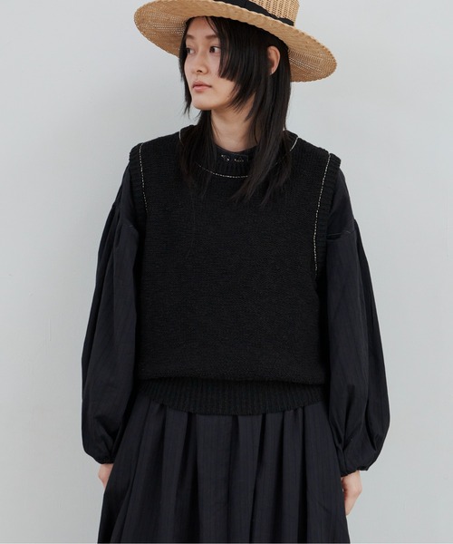 Libra Cue（リブラ キュー）の「ステッチラインブークレーベスト（ベスト・レディース・ブラック/アイボリー・FREE）」の6枚目の写真