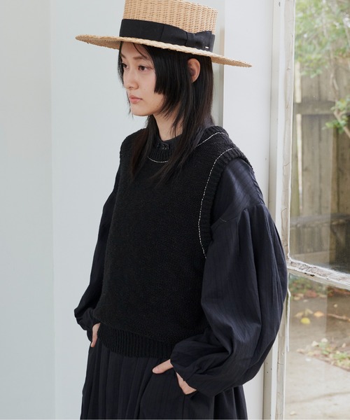 Libra Cue（リブラ キュー）の「ステッチラインブークレーベスト（ベスト・レディース・ブラック/アイボリー・FREE）」の4枚目の写真