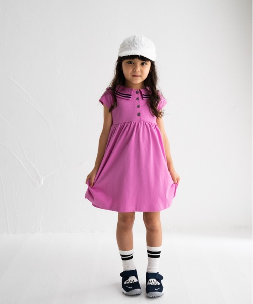 Wonder apartment（ワンダーアパートメント）の「天竺セーラーワンピース（ワンピース・キッズ・パープル/ブルー・100cm/80ｃｍ/90cm/110cm/120cm/130cm）」の4枚目の写真