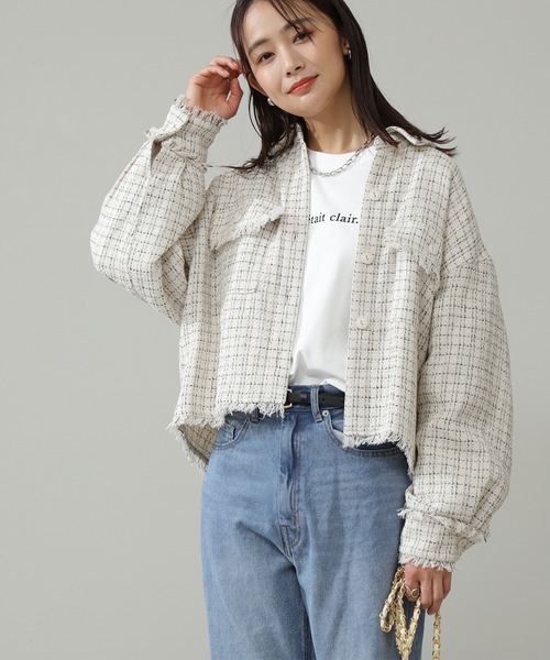 N.（N. Natural Beauty Basic）（エヌエヌナチュラルビューティーベーシック）の「◆ツイードショートブルゾン（ブルゾン・レディース・ブラック/ナチュラル・MEDIUM）」の2枚目の写真