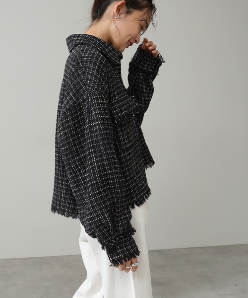 N.（N. Natural Beauty Basic）（エヌエヌナチュラルビューティーベーシック）の「◆ツイードショートブルゾン（ブルゾン・レディース・ブラック/ナチュラル・MEDIUM）」の3枚目の写真