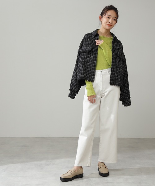 N.（N. Natural Beauty Basic）（エヌエヌナチュラルビューティーベーシック）の「◆ツイードショートブルゾン（ブルゾン・レディース・ブラック/ナチュラル・MEDIUM）」の12枚目の写真