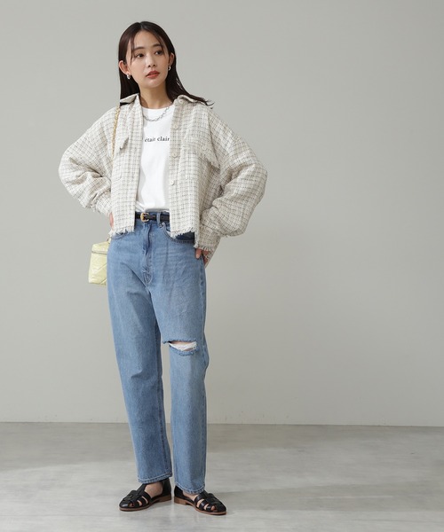 N.（N. Natural Beauty Basic）（エヌエヌナチュラルビューティーベーシック）の「◆ツイードショートブルゾン（ブルゾン・レディース・ブラック/ナチュラル・MEDIUM）」の8枚目の写真