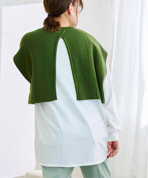 CPCM（シーピーシーエム）の「ケーブルバックスリットニットベストSET（Tシャツ/カットソー・レディース・グリーン/チャコールグレー/オフホワイト/オレンジ・FREE）」の12枚目の写真