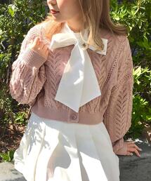 ショート丈Vネック透かしカーディガン