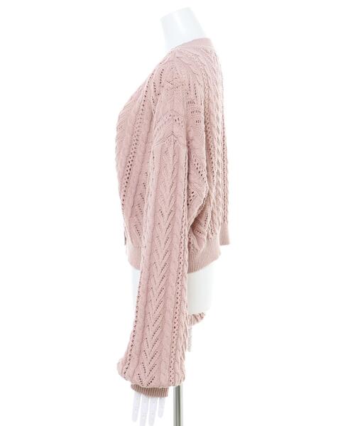 INGNI（イング）の「ショート丈Vネック透かしカーディガン（カーディガン/ボレロ・レディース・イエロー/アイボリー/ピンクベージュ・M）」の5枚目の写真