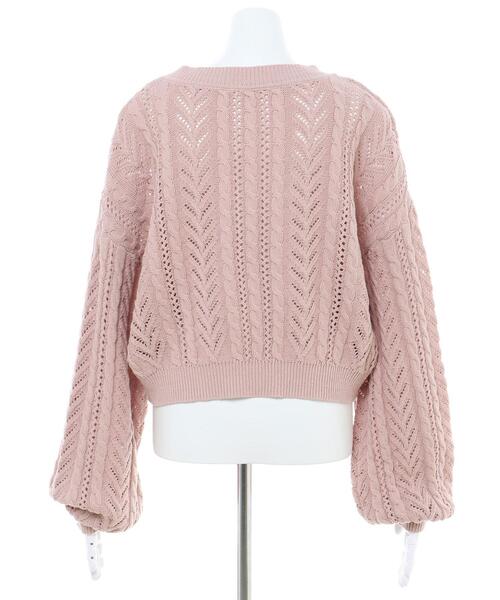 INGNI（イング）の「ショート丈Vネック透かしカーディガン（カーディガン/ボレロ・レディース・イエロー/アイボリー/ピンクベージュ・M）」の6枚目の写真