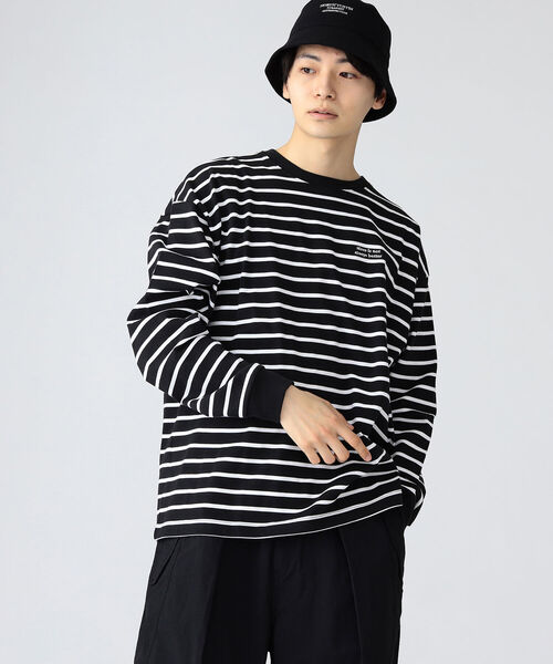 BEAMS HEART(ビームスハート)の「BEAMS HEART / ボーダー ビッグ ロングスリーブ Tシャツ(Tシャツ/カットソー・メンズ・ブラック/ネイビー・SMALL/MEDIUM/LARGE)」の3枚目の写真