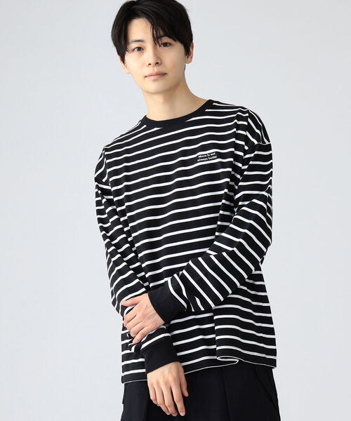 BEAMS HEART(ビームスハート)の「BEAMS HEART / ボーダー ビッグ ロングスリーブ Tシャツ(Tシャツ/カットソー・メンズ・ブラック/ネイビー・SMALL/MEDIUM/LARGE)」の4枚目の写真