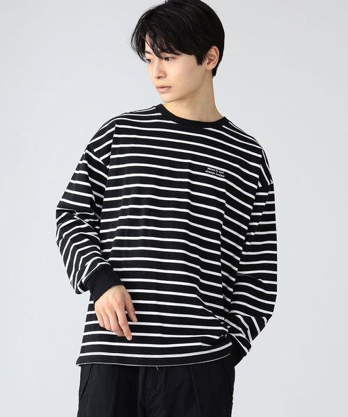BEAMS HEART(ビームスハート)の「BEAMS HEART / ボーダー ビッグ ロングスリーブ Tシャツ(Tシャツ/カットソー・メンズ・ブラック/ネイビー・SMALL/MEDIUM/LARGE)」の5枚目の写真