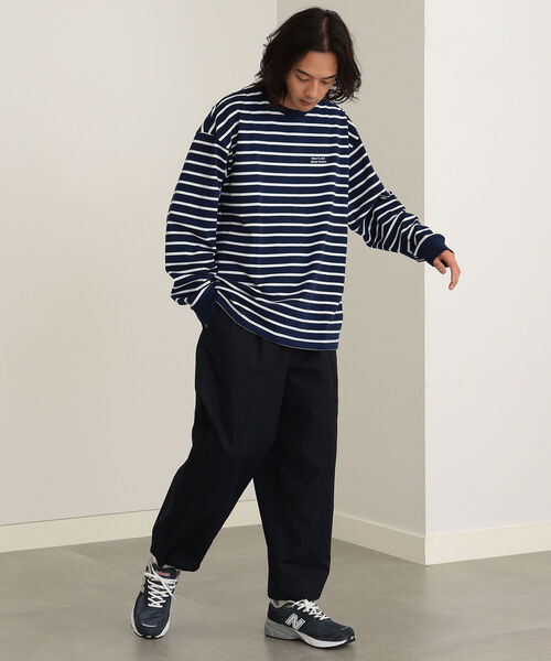 BEAMS HEART(ビームスハート)の「BEAMS HEART / ボーダー ビッグ ロングスリーブ Tシャツ(Tシャツ/カットソー・メンズ・ブラック/ネイビー・SMALL/MEDIUM/LARGE)」の11枚目の写真