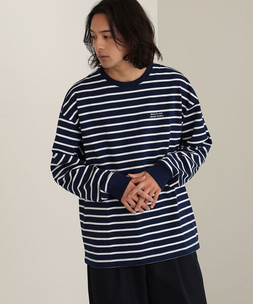 BEAMS HEART(ビームスハート)の「BEAMS HEART / ボーダー ビッグ ロングスリーブ Tシャツ(Tシャツ/カットソー・メンズ・ブラック/ネイビー・SMALL/MEDIUM/LARGE)」の13枚目の写真