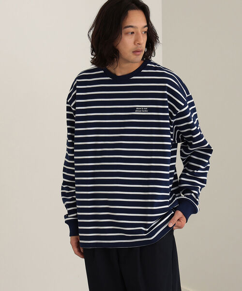 BEAMS HEART(ビームスハート)の「BEAMS HEART / ボーダー ビッグ ロングスリーブ Tシャツ(Tシャツ/カットソー・メンズ・ブラック/ネイビー・SMALL/MEDIUM/LARGE)」の14枚目の写真
