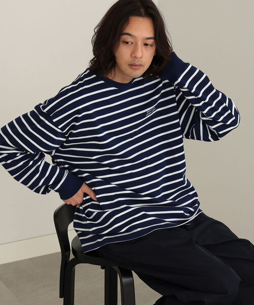 BEAMS HEART(ビームスハート)の「BEAMS HEART / ボーダー ビッグ ロングスリーブ Tシャツ(Tシャツ/カットソー・メンズ・ブラック/ネイビー・SMALL/MEDIUM/LARGE)」の15枚目の写真