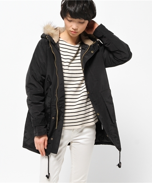 OUTLET(アウトレット)の「【mystic】ファー付フードモッズコート(モッズコート・レディース・カモフラージュ/ブラック/ベージュ・FREE)」の7枚目の写真