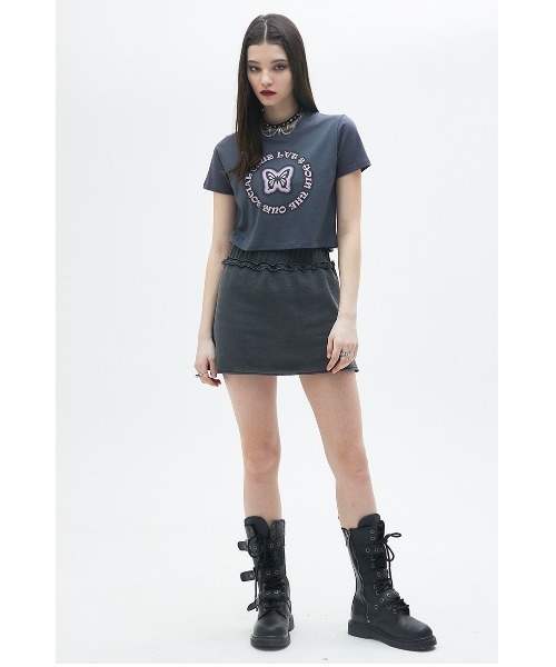 LUVISTRUE(ラヴイズトゥルー)の「A'GEM/9 × .kom『LUV IS TRUE/ラブ イズ トゥルー』BUTTERFLY TEE/クロップド丈 バタフライデザイン半袖カットソー(Tシャツ/カットソー・レディース・ホワイト/チャコールグレー/ブラック・FREE)」の13枚目の写真