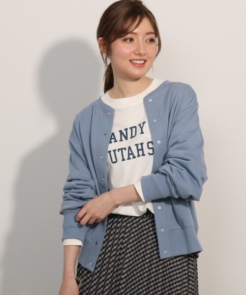 SHOO・LA・RUE(シューラルー)の「◆裏毛ショートカーディガン(カーディガン/ボレロ・レディース・ピンク系/ライトグレー/ブラック/ホワイト系/ブルー/グリーン・04/03/02)」の5枚目の写真