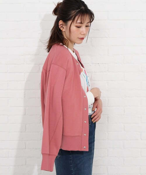 SHOO・LA・RUE(シューラルー)の「◆裏毛ショートカーディガン(カーディガン/ボレロ・レディース・ピンク系/ライトグレー/ブラック/ホワイト系/ブルー/グリーン・04/03/02)」の7枚目の写真