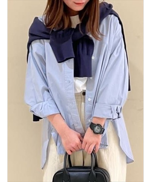 Samansa Mos2(サマンサ モスモス)の「カラーゆるシャツ(シャツ/ブラウス・レディース・ベージュ/オフホワイト/サックスブルー/ピンク/ミント/チャコール・フリ-)」の5枚目の写真