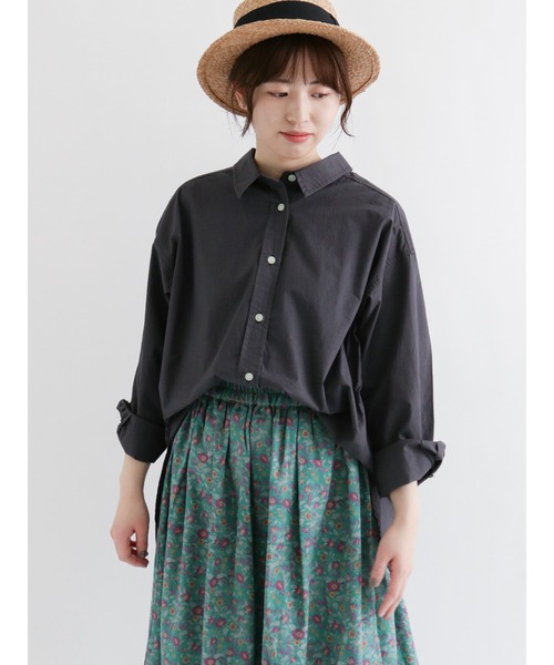 Samansa Mos2(サマンサ モスモス)の「カラーゆるシャツ(シャツ/ブラウス・レディース・ベージュ/オフホワイト/サックスブルー/ピンク/ミント/チャコール・フリ-)」の3枚目の写真