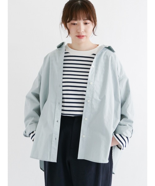 Samansa Mos2(サマンサ モスモス)の「カラーゆるシャツ(シャツ/ブラウス・レディース・ベージュ/オフホワイト/サックスブルー/ピンク/ミント/チャコール・フリ-)」の1枚目の写真