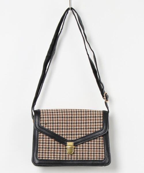 Cham.（チャム）の「千鳥柄メールバッグ（ショルダーバッグ・レディース・ブラウン/キャメル/ブラック・F）」の2枚目の写真