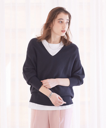 Rouge vif | ホールガーメントVネックプルオーバー(ニット/セーター)