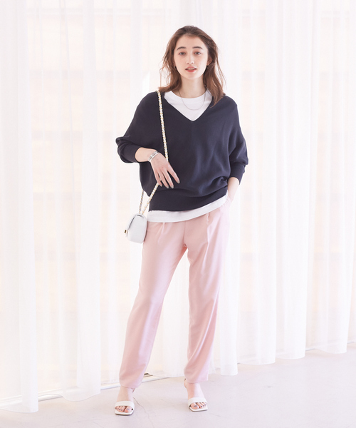 Rouge vif（ルージュヴィフ）の「ホールガーメントVネックプルオーバー（ニット/セーター・レディース・オフホワイト/ピンク/チャコールグレー・フリー）」の17枚目の写真