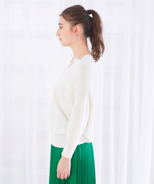 Rouge vif（ルージュヴィフ）の「ホールガーメントVネックプルオーバー（ニット/セーター・レディース・オフホワイト/ピンク/チャコールグレー・フリー）」の14枚目の写真