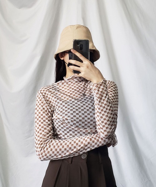 me+em select(ミームセレクト)の「チェックキリカエバケットハット【サイズ調節可/裏地付】(ハット・レディース・ブラック/ベージュ/アイボリー・FREE)」の4枚目の写真