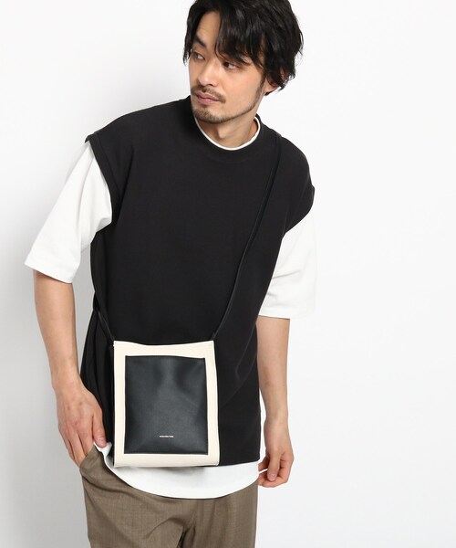 BASECONTROL(ベースコントロール)の「◆キャンバスxレザータッチ 軽量 ミニショルダーバッグ(ショルダーバッグ・メンズ・ブラック/グレー・99)」の6枚目の写真