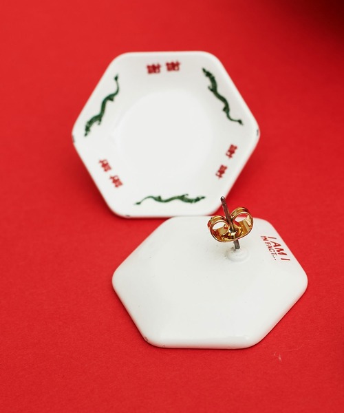 I am I in fact...（アイアムアイインファクト）の「THANK YOU RESTAURANT お皿 ピアス／イヤリング（ピアス（両耳用）・レディース・ホワイト/ホワイト系その他・FREE）」の17枚目の写真