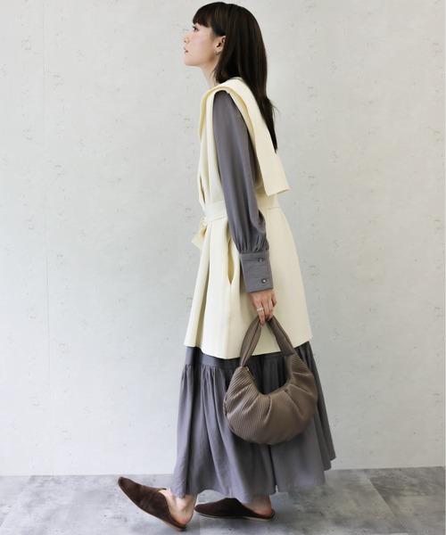 Per sist ence（パーシエンス）の「Per sist ence/パーシエンス　PUエンボスプリーツ ハーフムーンバッグ（ハンドバッグ・レディース・グリーン/グレイッシュベージュ/ブラック/アイボリー・FREE）」の14枚目の写真