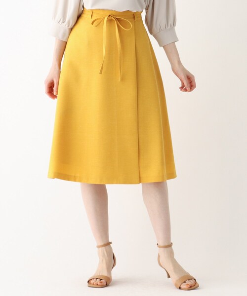 index（インデックス）の「◆リネン混ラップフレアスカート【WEB限定サイズ】（スカート・レディース・ライトグレー/グリーン/ライトオレンジ系・40/42/36/38）」の3枚目の写真