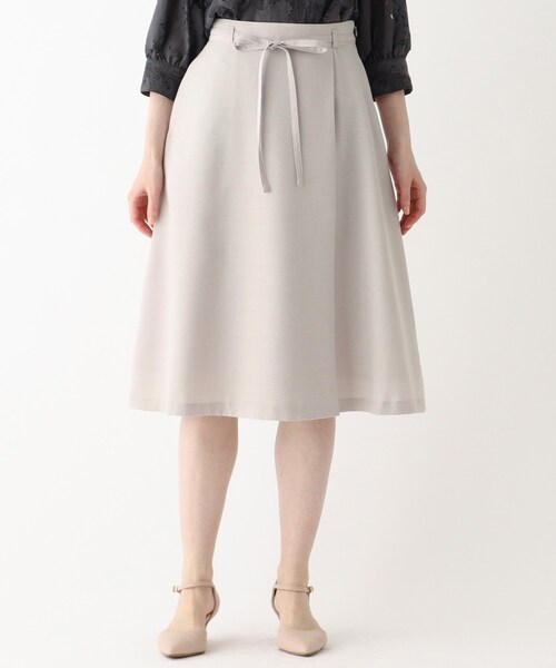 index（インデックス）の「◆リネン混ラップフレアスカート【WEB限定サイズ】（スカート・レディース・ライトグレー/グリーン/ライトオレンジ系・40/42/36/38）」の4枚目の写真
