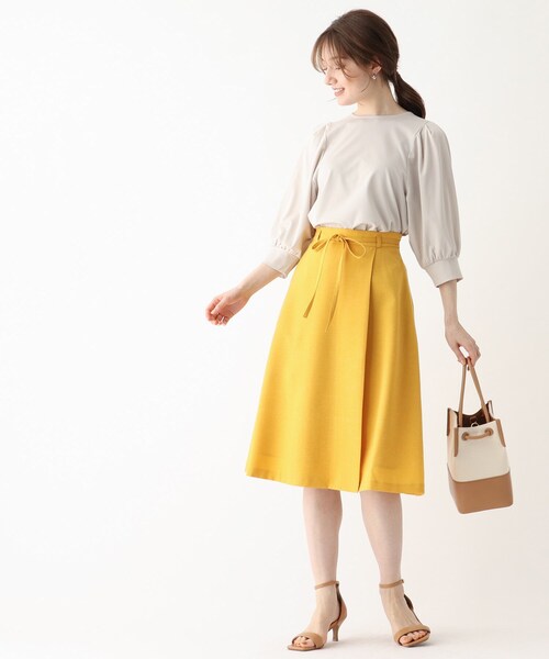 index（インデックス）の「◆リネン混ラップフレアスカート【WEB限定サイズ】（スカート・レディース・ライトグレー/グリーン/ライトオレンジ系・40/42/36/38）」の14枚目の写真