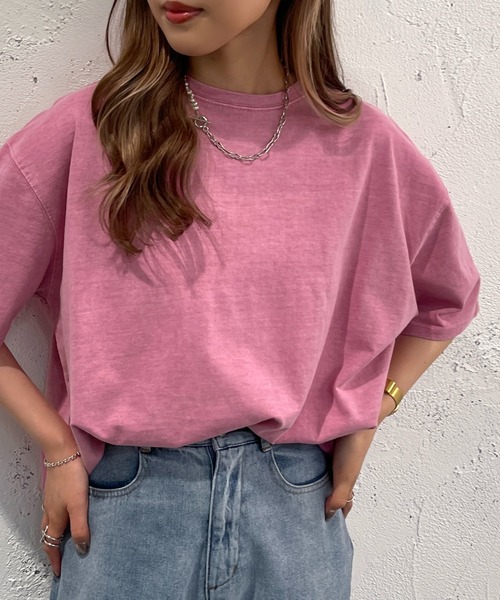 apres jour mignon（アプレジュールミニョン）の「ピグメント加工Tシャツ【ZOZOTOWN限定アイテム】（Tシャツ/カットソー・レディース・ブルー/ブラック/ピンク・フリー/X-LARGE）」の3枚目の写真