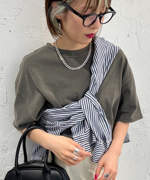 apres jour mignon（アプレジュールミニョン）の「ピグメント加工Tシャツ【ZOZOTOWN限定アイテム】（Tシャツ/カットソー・レディース・ブルー/ブラック/ピンク・フリー/X-LARGE）」の4枚目の写真