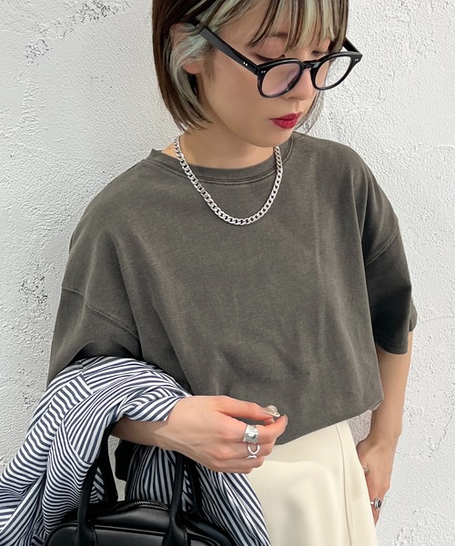 apres jour mignon（アプレジュールミニョン）の「ピグメント加工Tシャツ【ZOZOTOWN限定アイテム】（Tシャツ/カットソー・レディース・ブルー/ブラック/ピンク・フリー/X-LARGE）」の5枚目の写真