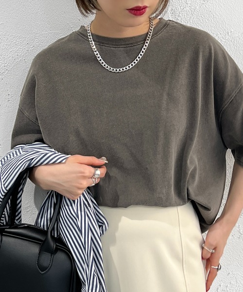 apres jour mignon（アプレジュールミニョン）の「ピグメント加工Tシャツ【ZOZOTOWN限定アイテム】（Tシャツ/カットソー・レディース・ブルー/ブラック/ピンク・フリー/X-LARGE）」の6枚目の写真